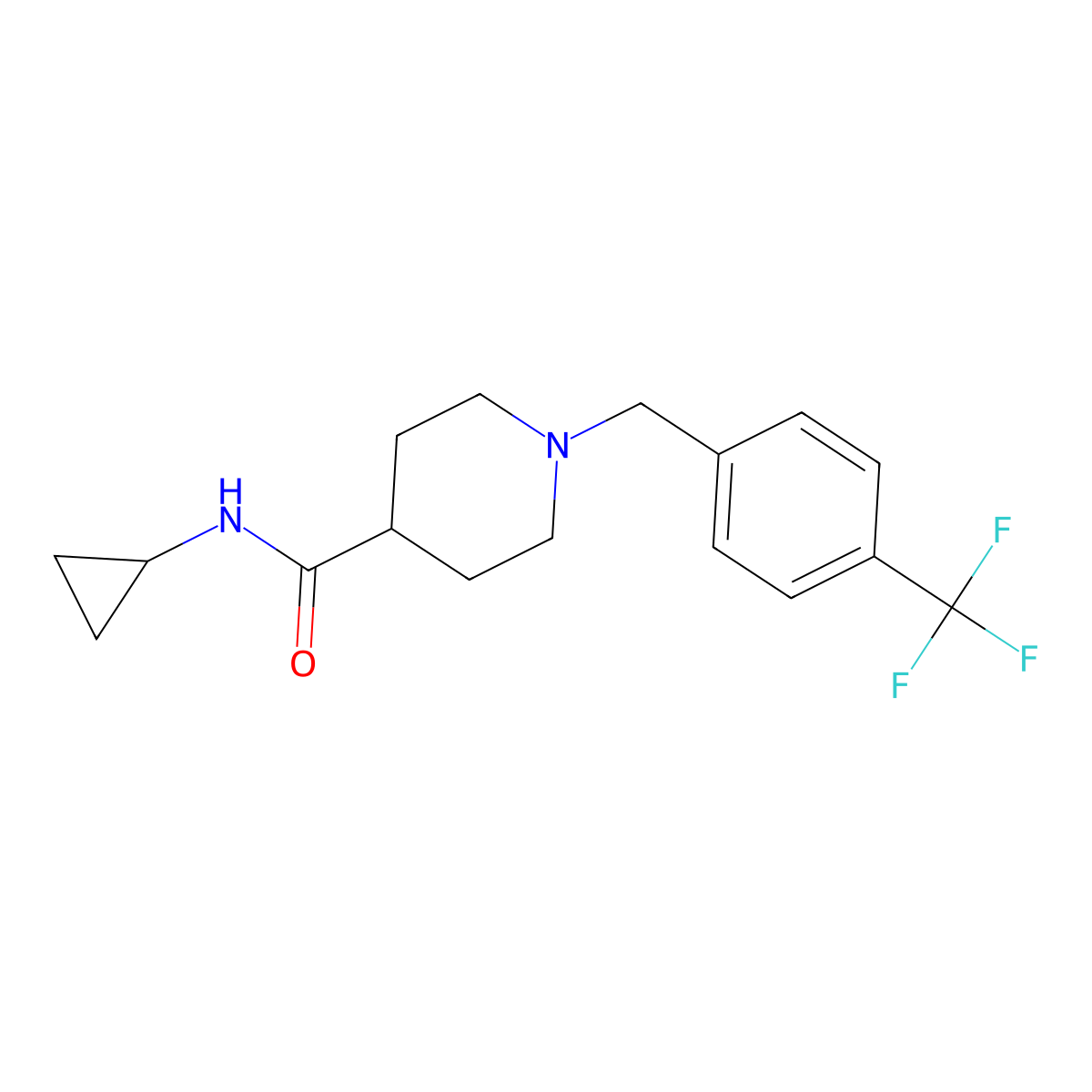 N-cyclopropyl-1-{[4-(trifluoromethyl)phenyl]methyl}piperidine-4-carboxamide molecular structure, CAS 2742066-40-4