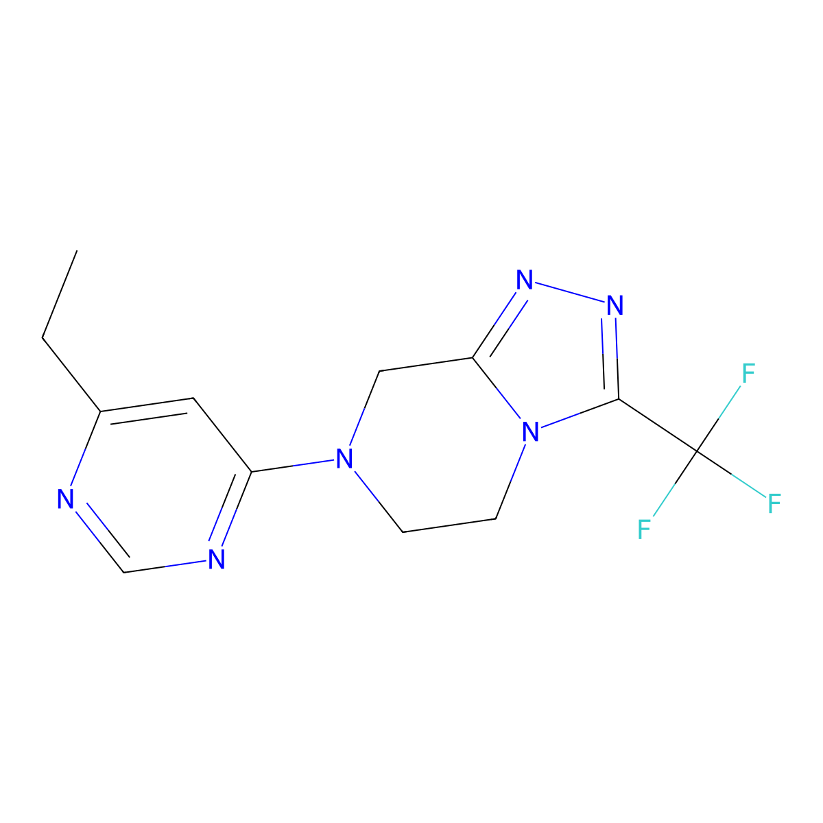 4-ethyl-6-[3-(trifluoromethyl)-5H,6H,7H,8H-[1,2,4]triazolo[4,3-a]pyrazin-7-yl]pyrimidine molecular structure, CAS 2742066-46-0