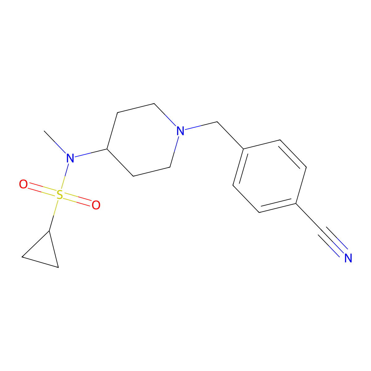 N-{1-[(4-cyanophenyl)methyl]piperidin-4-yl}-N-methylcyclopropanesulfonamide molecular structure, CAS 2742066-48-2