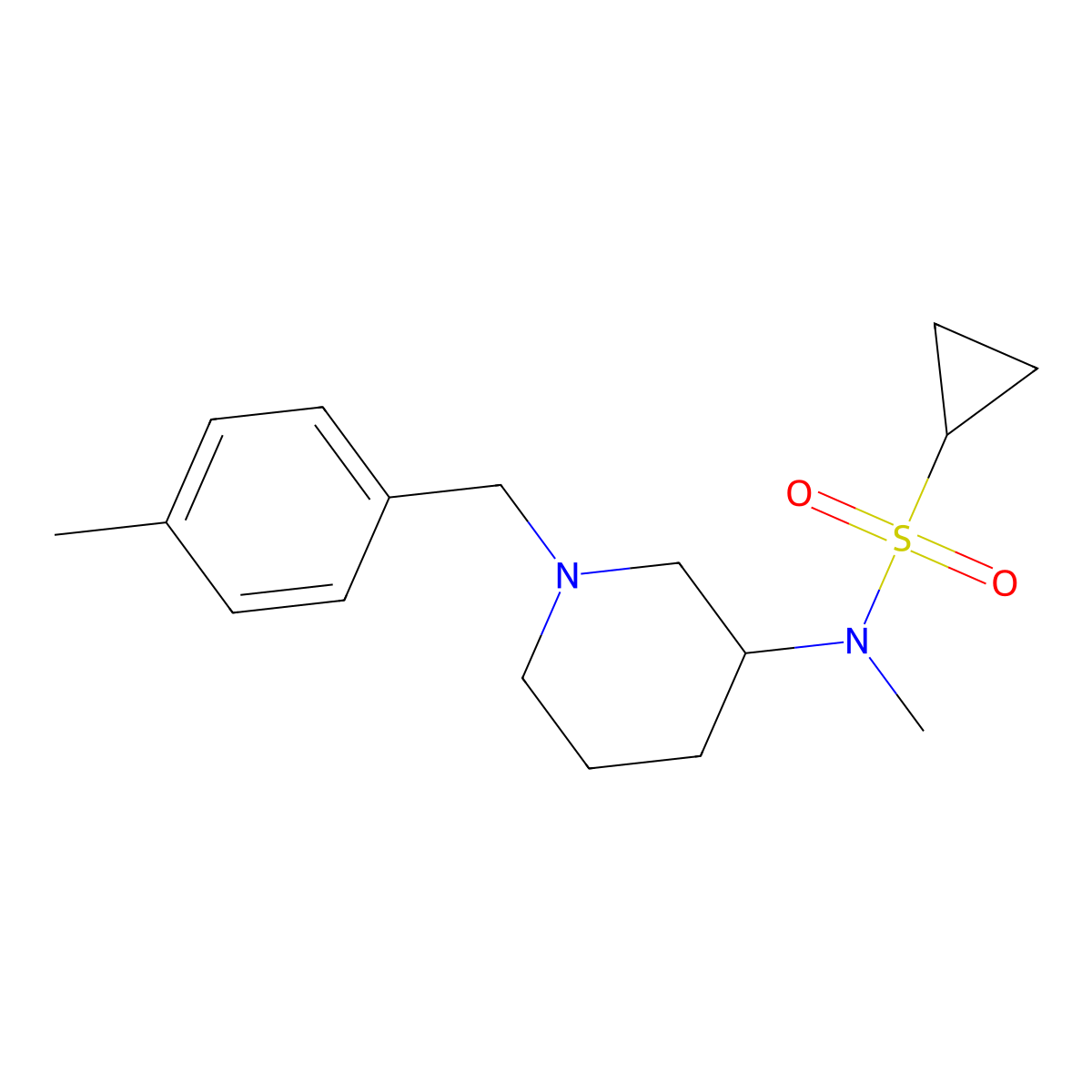 N-methyl-N-{1-[(4-methylphenyl)methyl]piperidin-3-yl}cyclopropanesulfonamide molecular structure, CAS 2742066-50-6