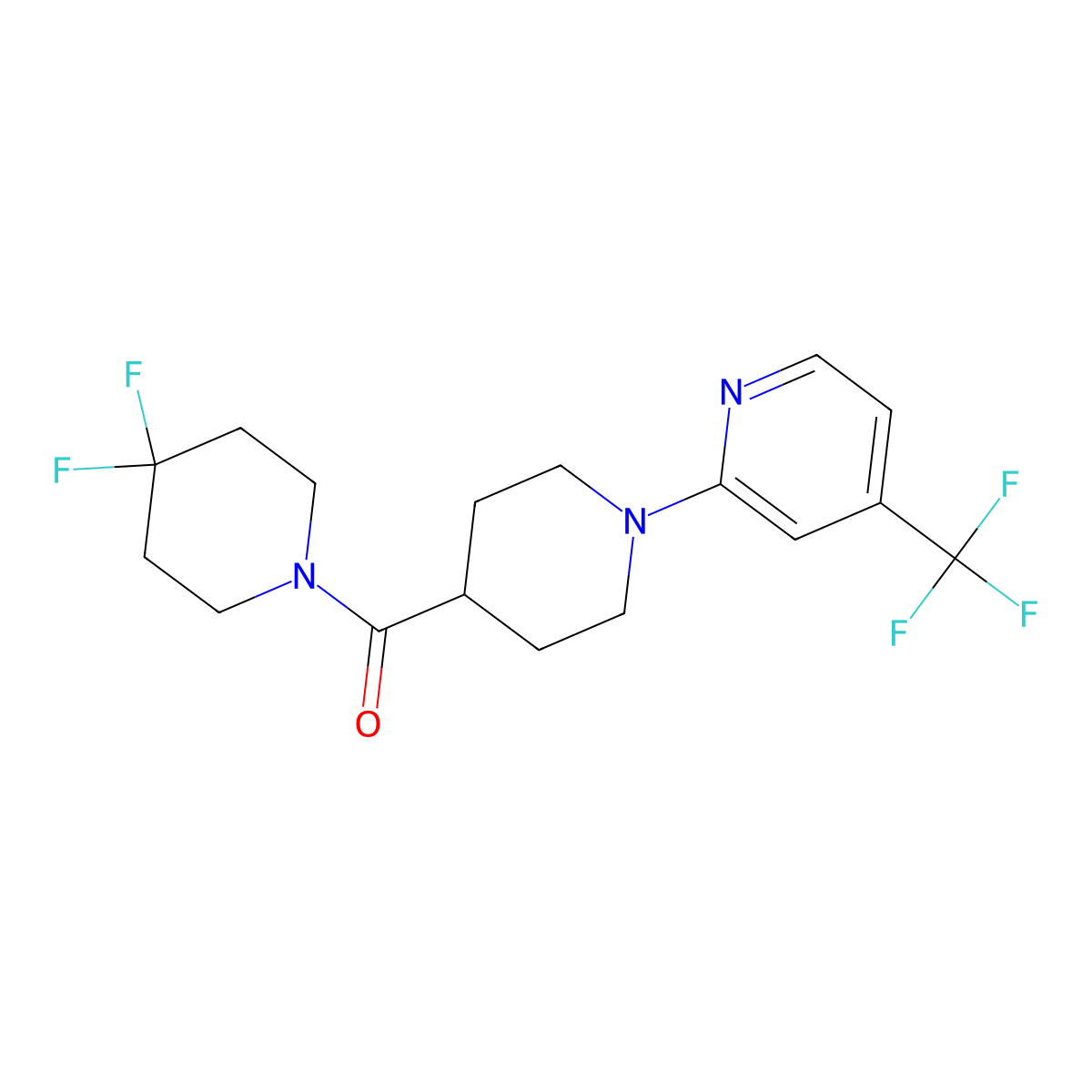 2-[4-(4,4-Difluoropiperidine-1-carbonyl)piperidin-1-yl]-4-(trifluoromethyl)pyridine molecular structure, CAS 2742066-51-7