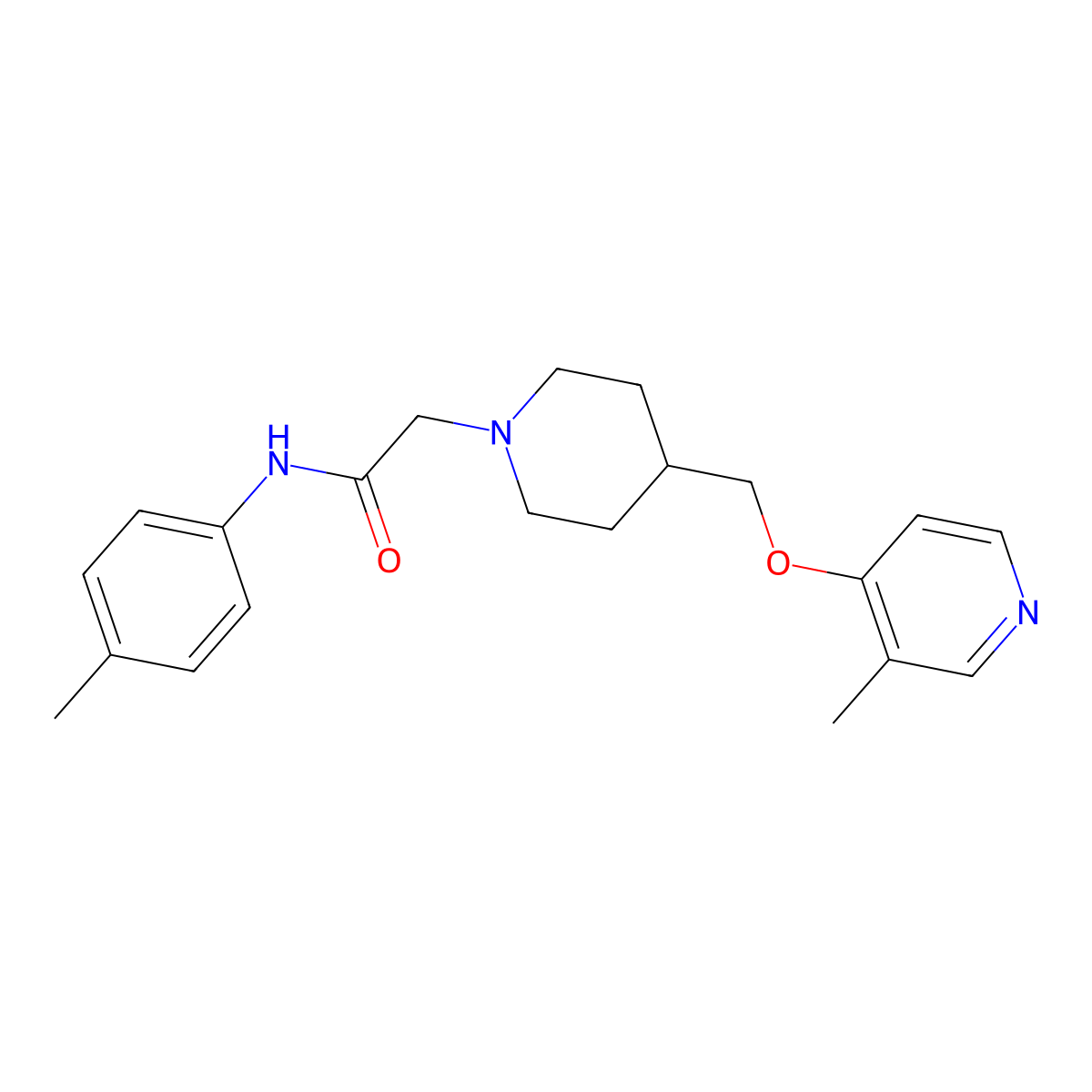 N-(4-methylphenyl)-2-(4-{[(3-methylpyridin-4-yl)oxy]methyl}piperidin-1-yl)acetamide molecular structure, CAS 2742066-53-9