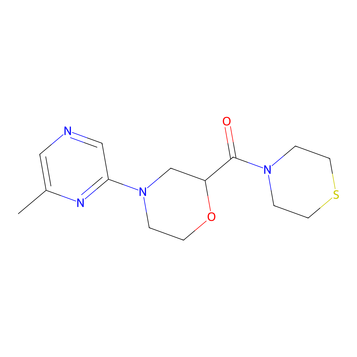 4-(6-Methylpyrazin-2-yl)-2-(thiomorpholine-4-carbonyl)morpholine molecular structure, CAS 2742066-54-0