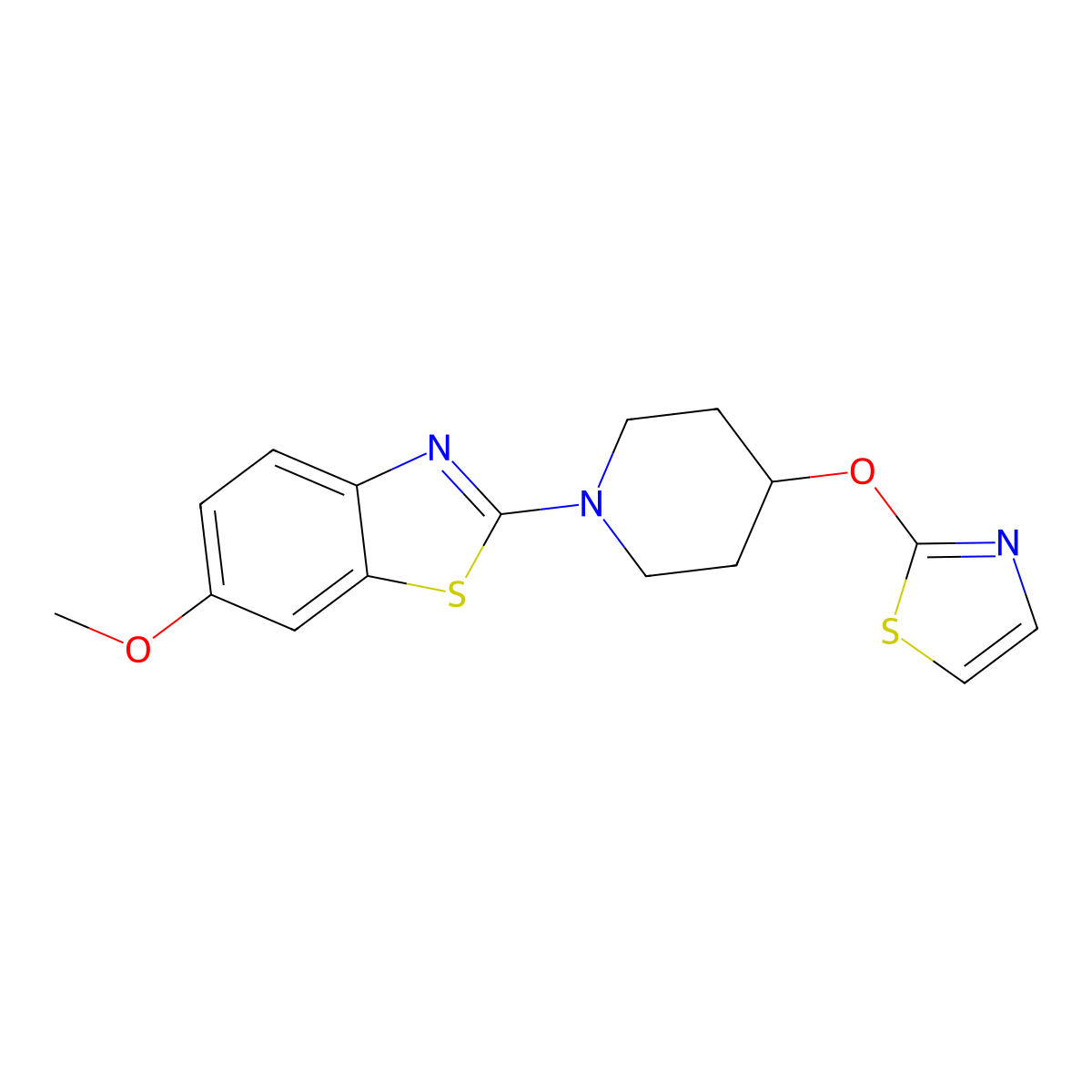 6-Methoxy-2-[4-(1,3-thiazol-2-yloxy)piperidin-1-yl]-1,3-benzothiazole molecular structure, CAS 2742066-57-3