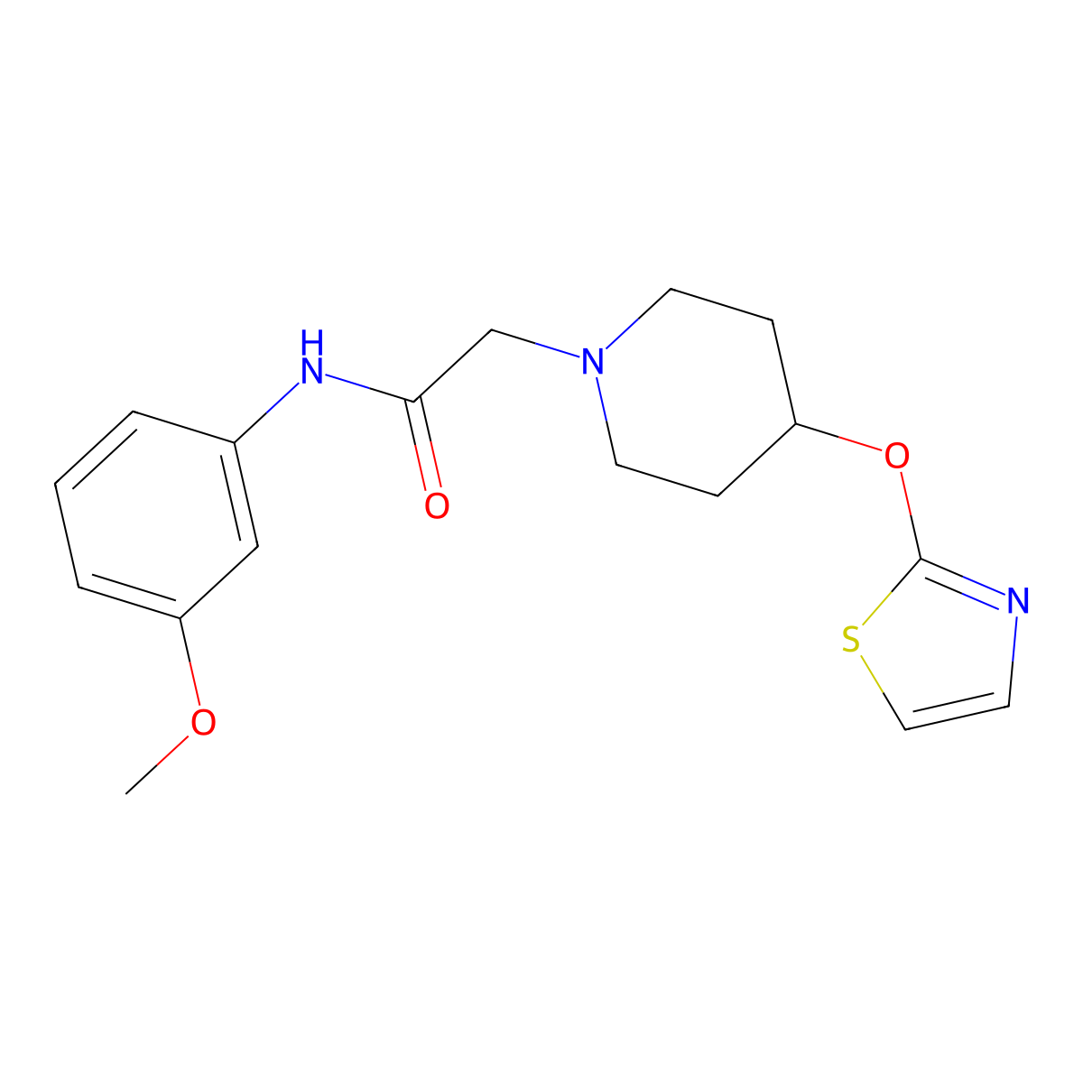 N-(3-methoxyphenyl)-2-[4-(1,3-thiazol-2-yloxy)piperidin-1-yl]acetamide molecular structure, CAS 2742066-58-4