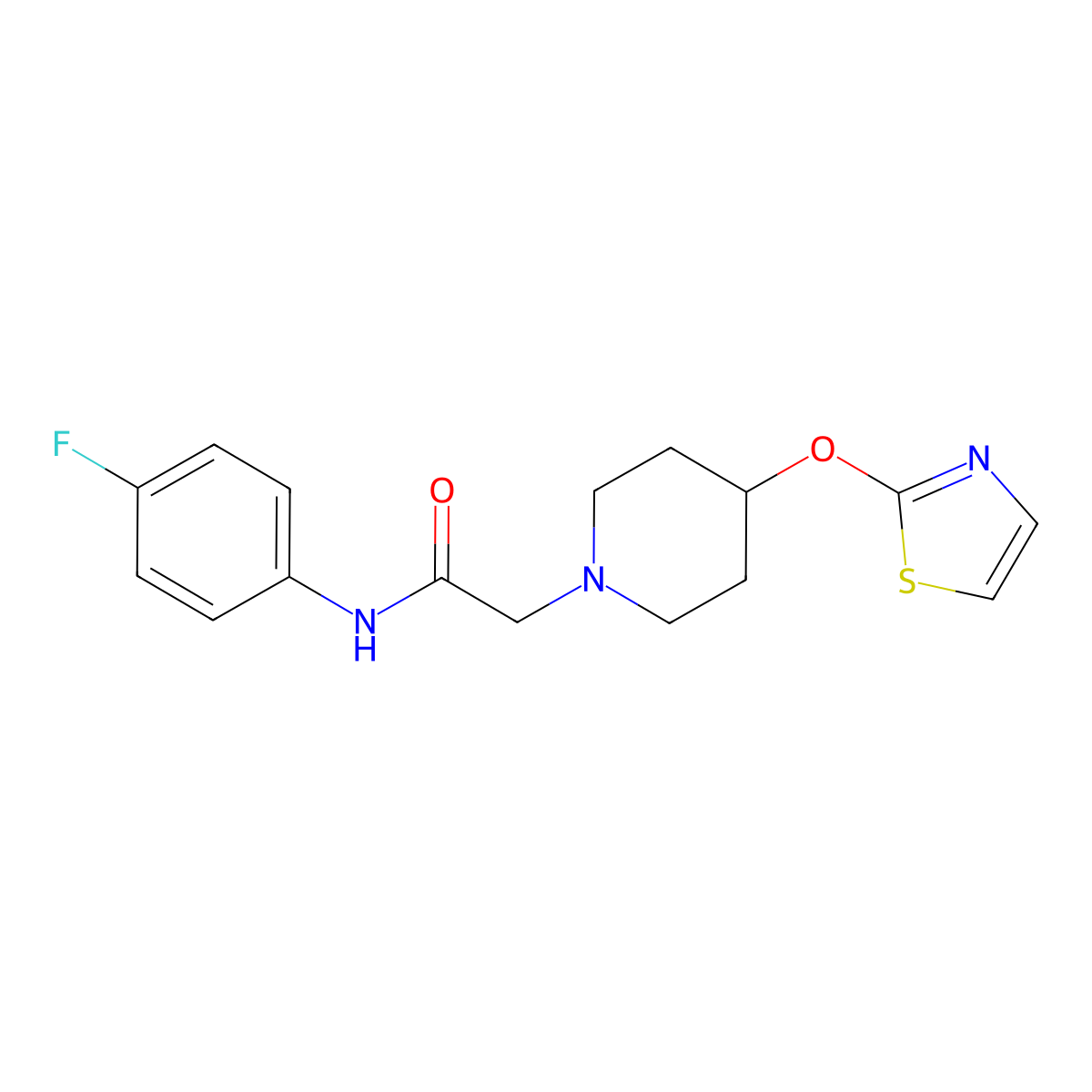 N-(4-fluorophenyl)-2-[4-(1,3-thiazol-2-yloxy)piperidin-1-yl]acetamide molecular structure, CAS 2742066-60-8