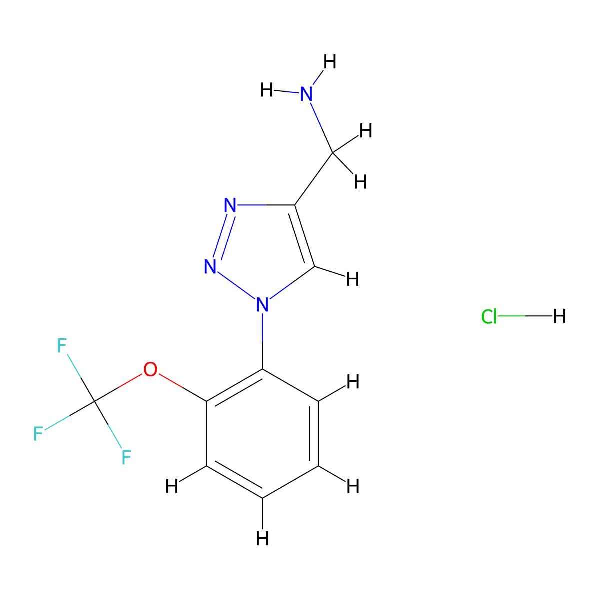 {1-[2-(trifluoromethoxy)phenyl]-1H-1,2,3-triazol-4-yl}methanamine hydrochloride molecular structure, CAS 2742066-63-1