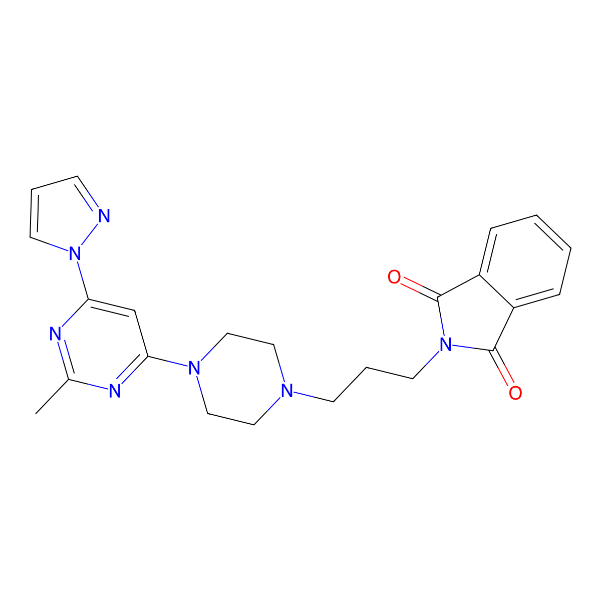 2-(3-{4-[2-methyl-6-(1H-pyrazol-1-yl)pyrimidin-4-yl]piperazin-1-yl}propyl)-2,3-dihydro-1H-isoindole-1,3-dione molecular structure, CAS 2742066-65-3