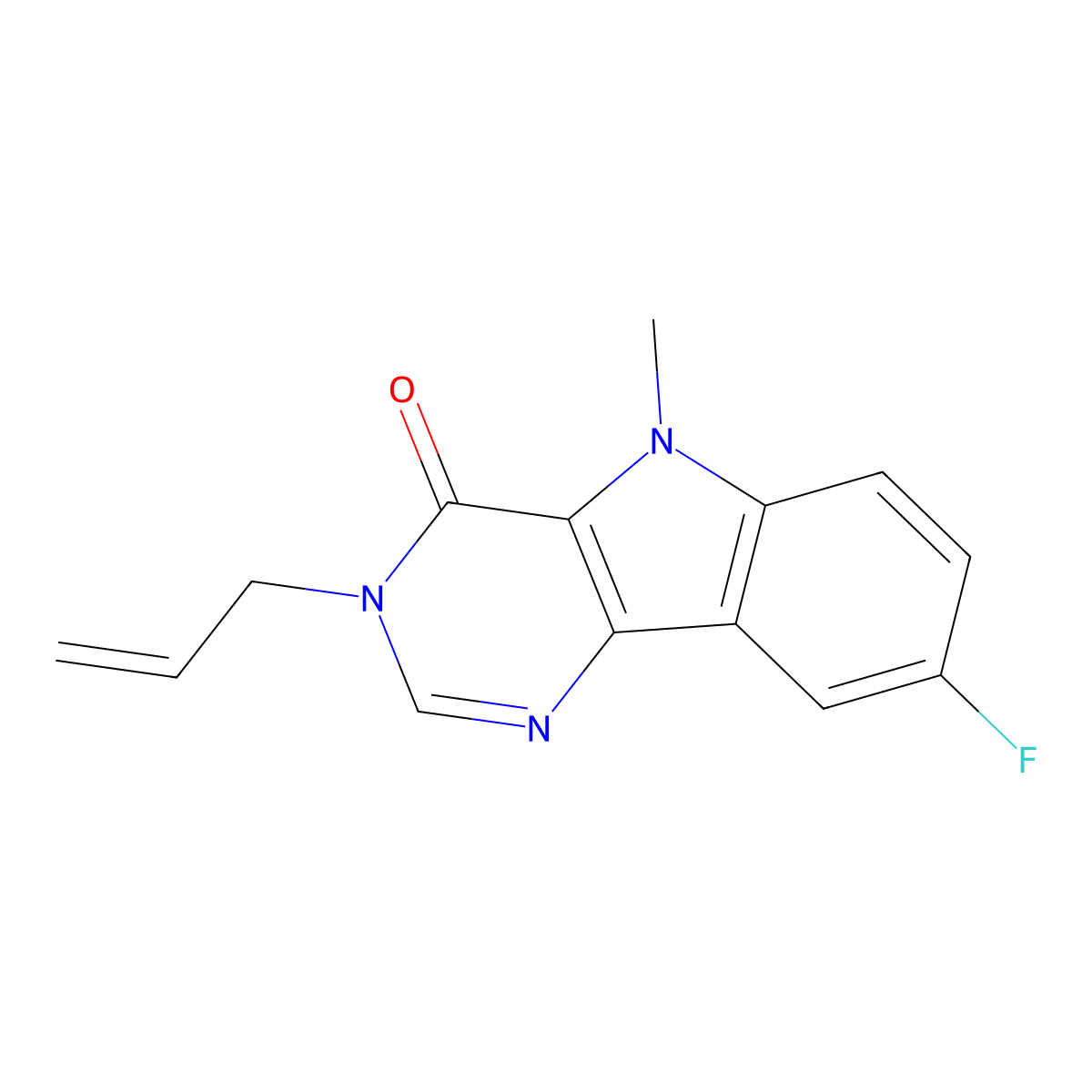 8-fluoro-5-methyl-3-(prop-2-en-1-yl)-3H,4H,5H-pyrimido[5,4-b]indol-4-one molecular structure, CAS 2742066-68-6