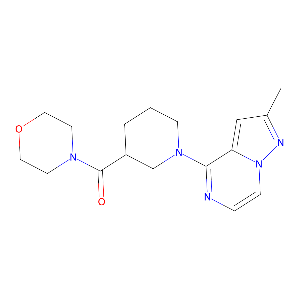 4-(1-{2-Methylpyrazolo[1,5-a]pyrazin-4-yl}piperidine-3-carbonyl)morpholine molecular structure, CAS 2742066-69-7