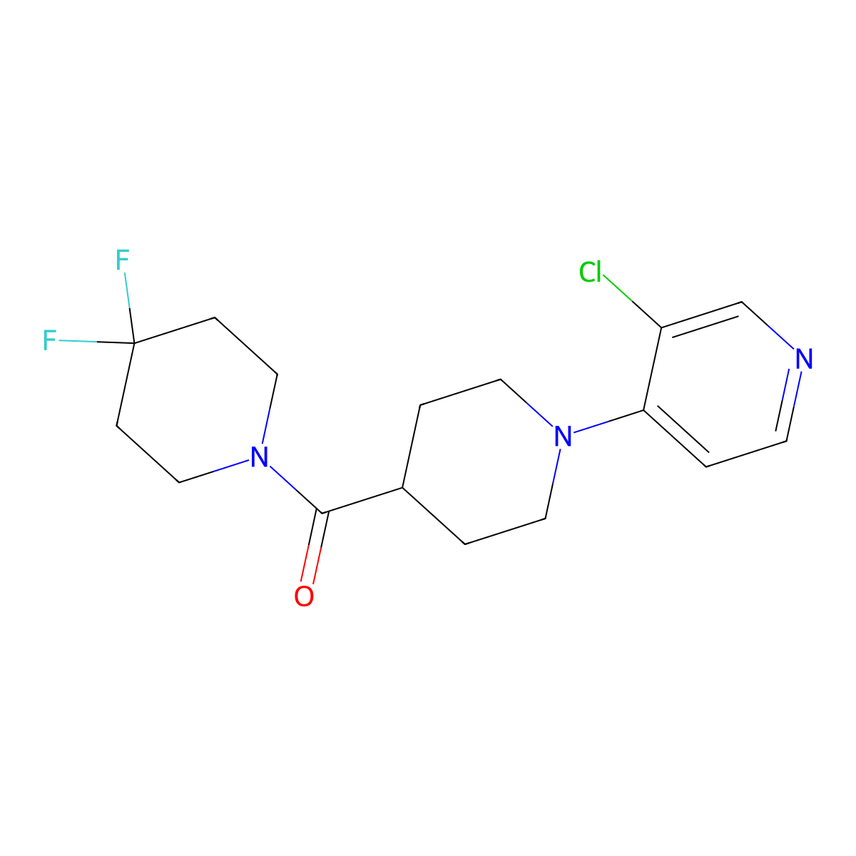3-Chloro-4-[4-(4,4-difluoropiperidine-1-carbonyl)piperidin-1-yl]pyridine molecular structure, CAS 2742066-74-4
