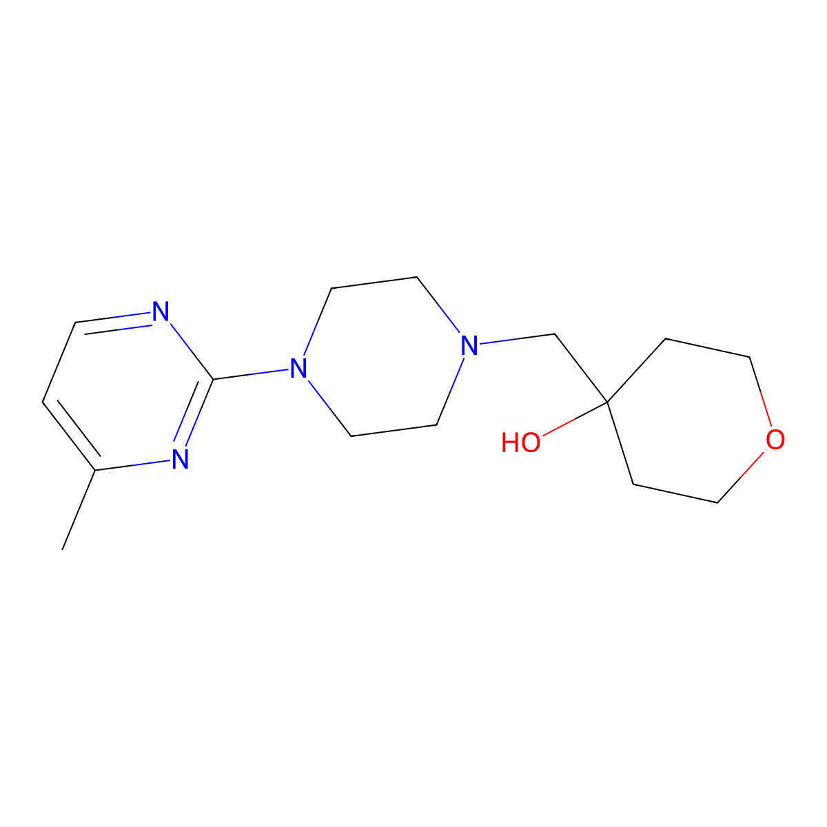 4-{[4-(4-Methylpyrimidin-2-yl)piperazin-1-yl]methyl}oxan-4-ol molecular structure, CAS 2742066-77-7