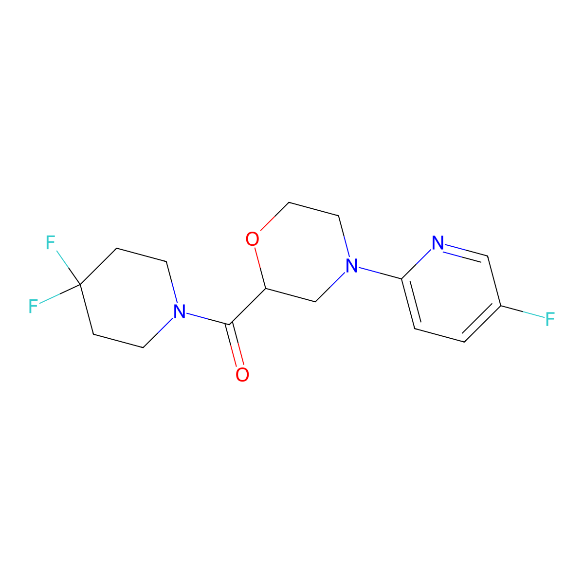 2-(4,4-Difluoropiperidine-1-carbonyl)-4-(5-fluoropyridin-2-yl)morpholine molecular structure, CAS 2742066-83-5