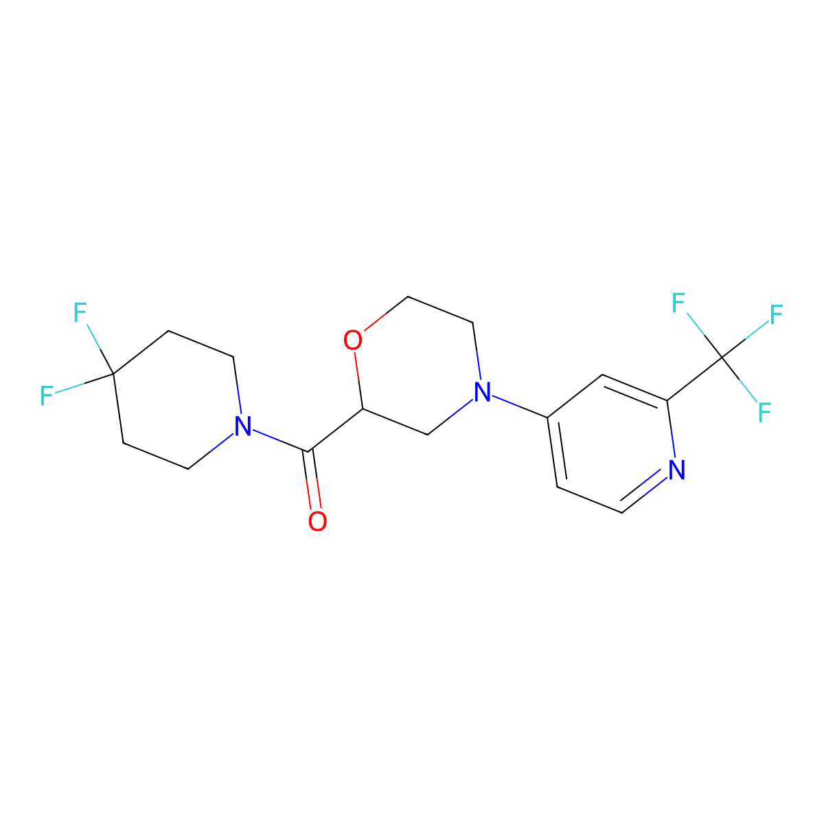 2-(4,4-Difluoropiperidine-1-carbonyl)-4-[2-(trifluoromethyl)pyridin-4-yl]morpholine molecular structure, CAS 2742066-84-6