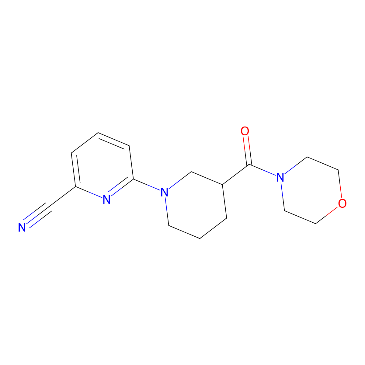 6-[3-(Morpholine-4-carbonyl)piperidin-1-yl]pyridine-2-carbonitrile molecular structure, CAS 2742066-96-0