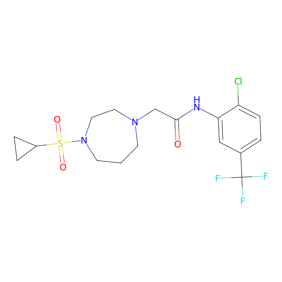 N-[2-chloro-5-(trifluoromethyl)phenyl]-2-[4-(cyclopropanesulfonyl)-1,4-diazepan-1-yl]acetamide molecular structure, CAS 2742066-98-2