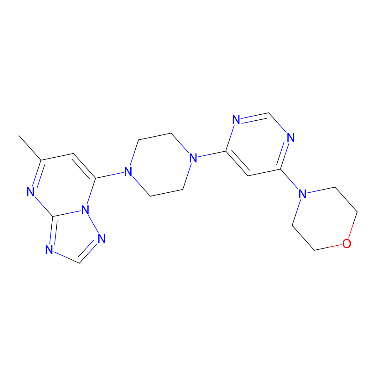 4-[6-(4-{5-Methyl-[1,2,4]triazolo[1,5-a]pyrimidin-7-yl}piperazin-1-yl)pyrimidin-4-yl]morpholine molecular structure, CAS 2742066-99-3