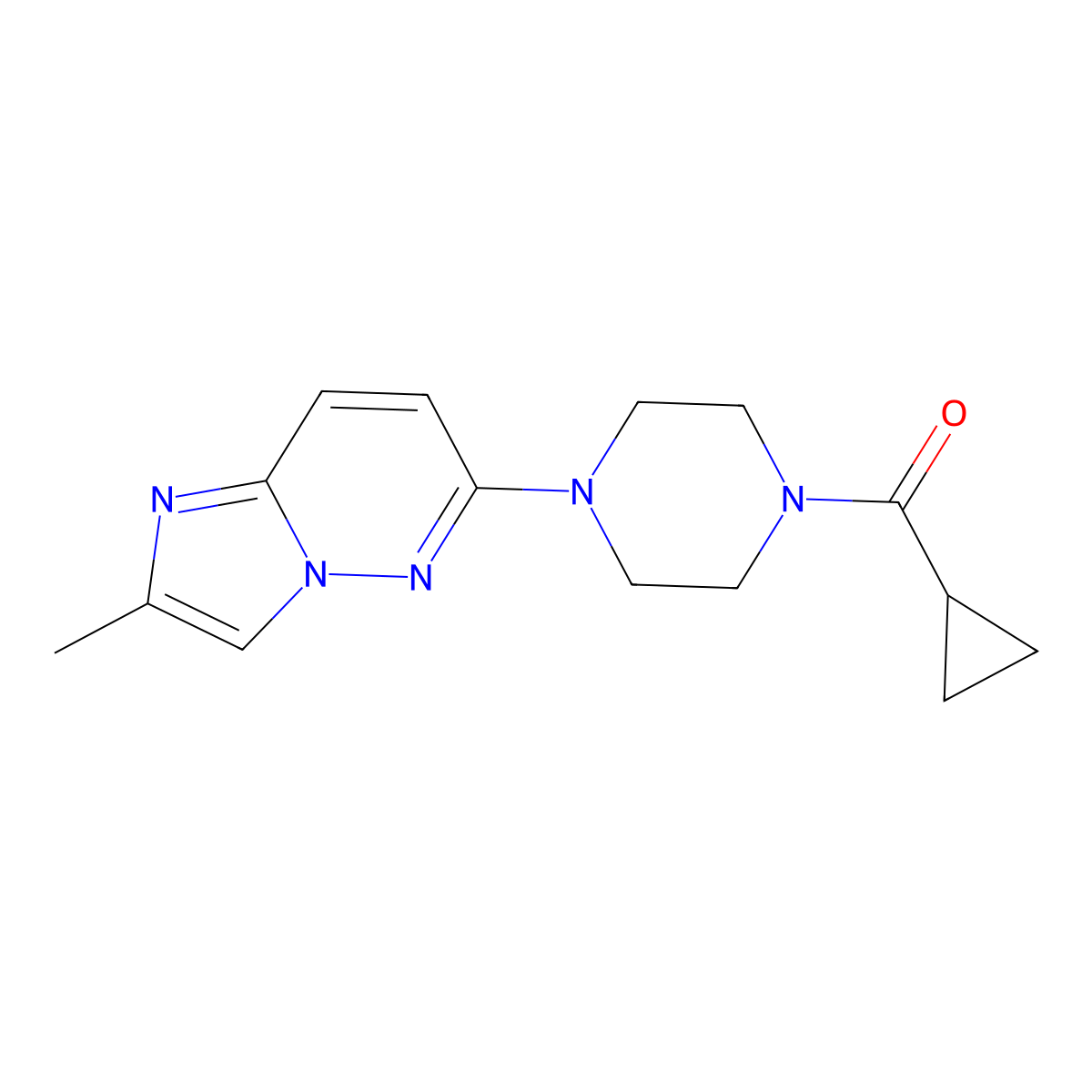 1-Cyclopropanecarbonyl-4-{2-methylimidazo[1,2-b]pyridazin-6-yl}piperazine molecular structure, CAS 2742067-02-1