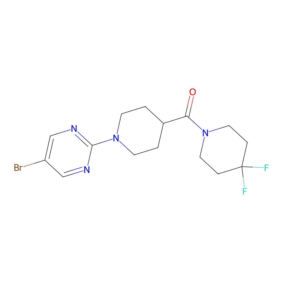 5-Bromo-2-[4-(4,4-difluoropiperidine-1-carbonyl)piperidin-1-yl]pyrimidine molecular structure, CAS 2742067-05-4