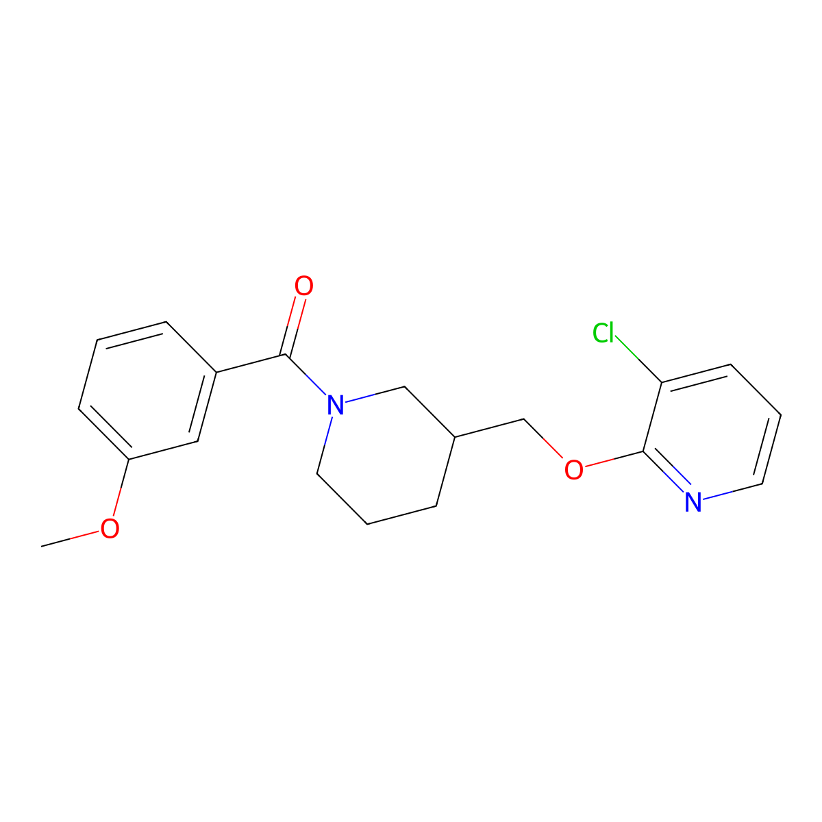 3-Chloro-2-{[1-(3-methoxybenzoyl)piperidin-3-yl]methoxy}pyridine molecular structure, CAS 2742067-06-5