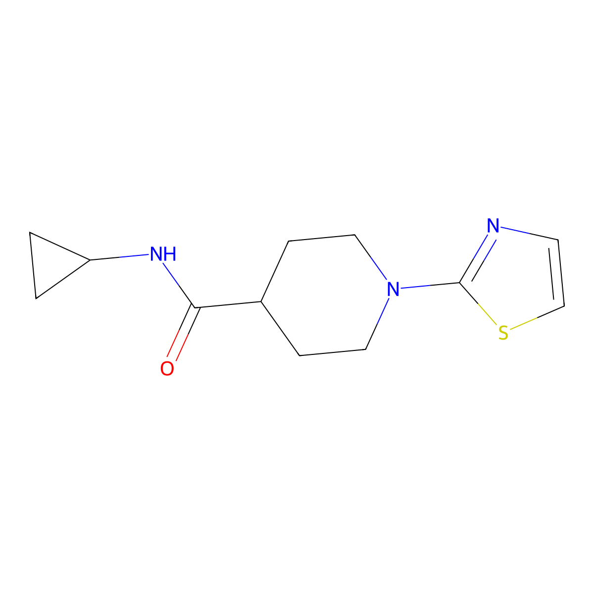 N-cyclopropyl-1-(1,3-thiazol-2-yl)piperidine-4-carboxamide molecular structure, CAS 2742067-09-8