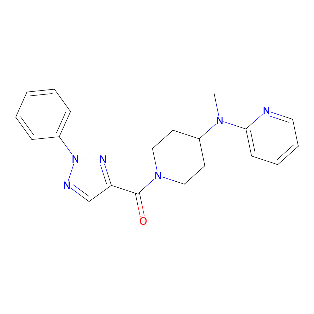 N-methyl-N-[1-(2-phenyl-2H-1,2,3-triazole-4-carbonyl)piperidin-4-yl]pyridin-2-amine molecular structure, CAS 2742067-12-3