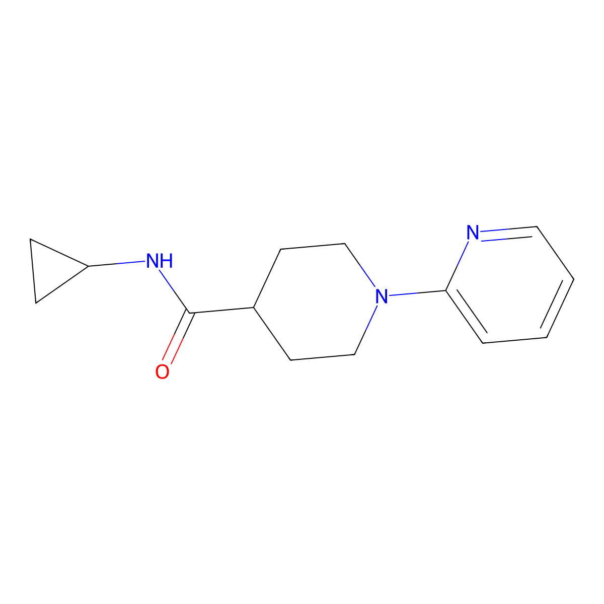 N-cyclopropyl-1-(pyridin-2-yl)piperidine-4-carboxamide molecular structure, CAS 2742067-14-5