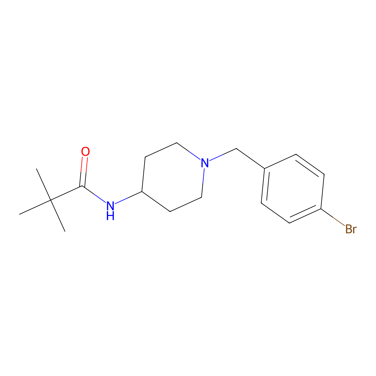 N-{1-[(4-bromophenyl)methyl]piperidin-4-yl}-2,2-dimethylpropanamide molecular structure, CAS 2742067-15-6