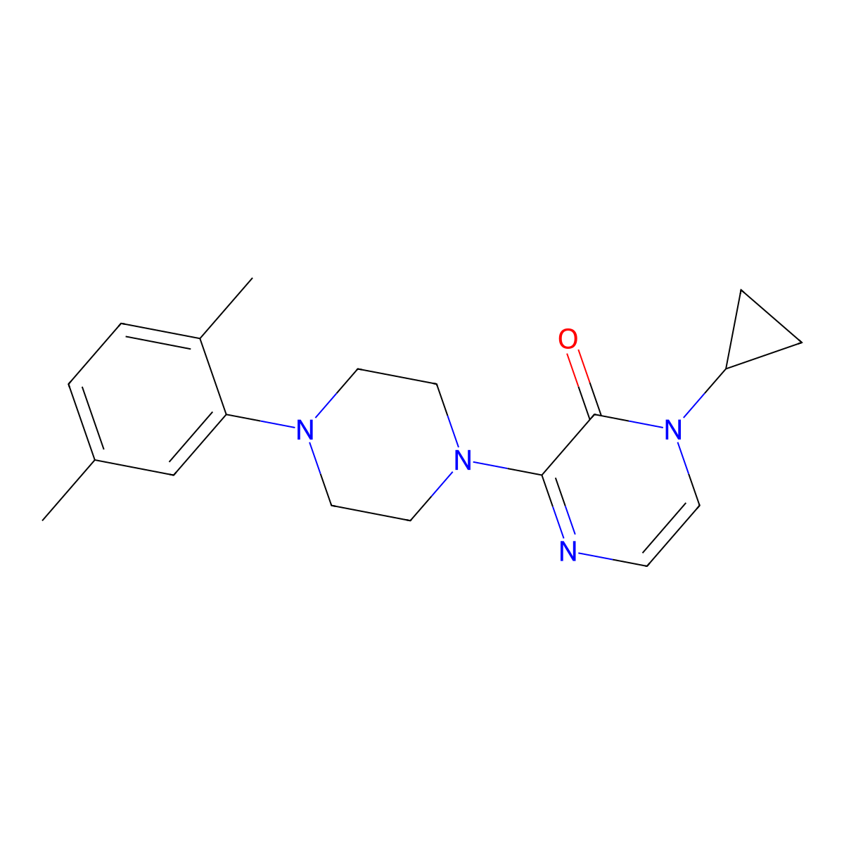 1-Cyclopropyl-3-[4-(2,5-dimethylphenyl)piperazin-1-yl]-1,2-dihydropyrazin-2-one molecular structure, CAS 2742067-20-3