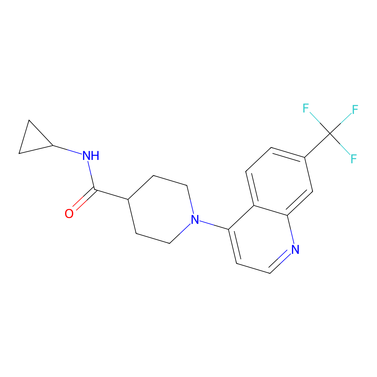 N-cyclopropyl-1-[7-(trifluoromethyl)quinolin-4-yl]piperidine-4-carboxamide molecular structure, CAS 2742067-23-6
