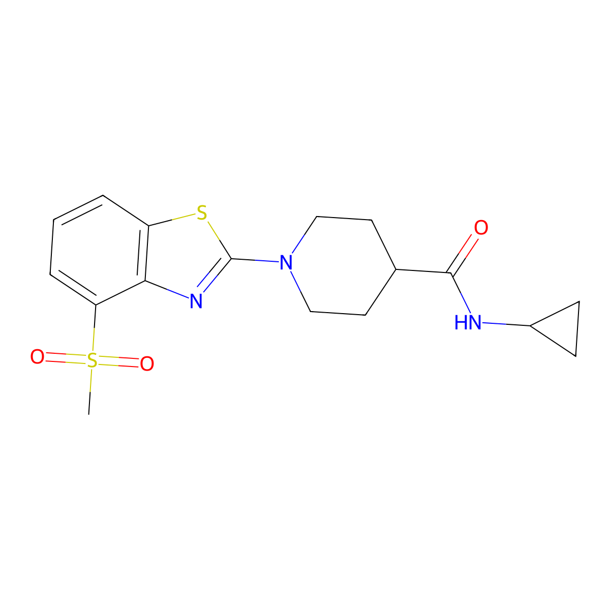 N-cyclopropyl-1-(4-methanesulfonyl-1,3-benzothiazol-2-yl)piperidine-4-carboxamide molecular structure, CAS 2742067-28-1