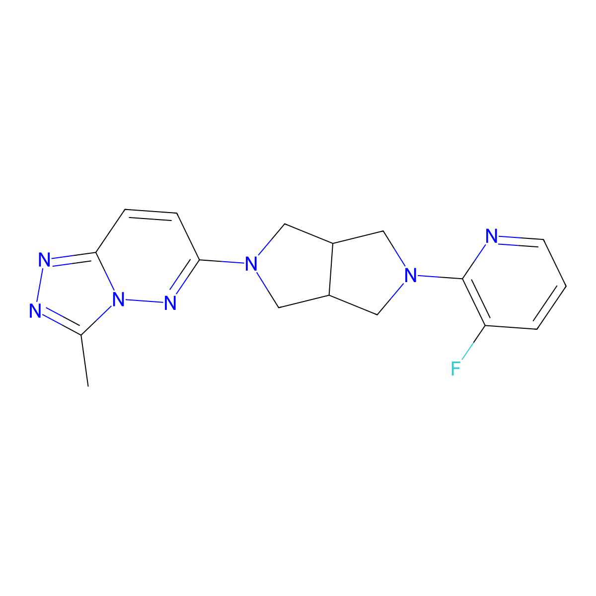 3-Fluoro-2-(5-{3-methyl-[1,2,4]triazolo[4,3-b]pyridazin-6-yl}-octahydropyrrolo[3,4-c]pyrrol-2-yl)pyridine molecular structure, CAS 2742067-32-7
