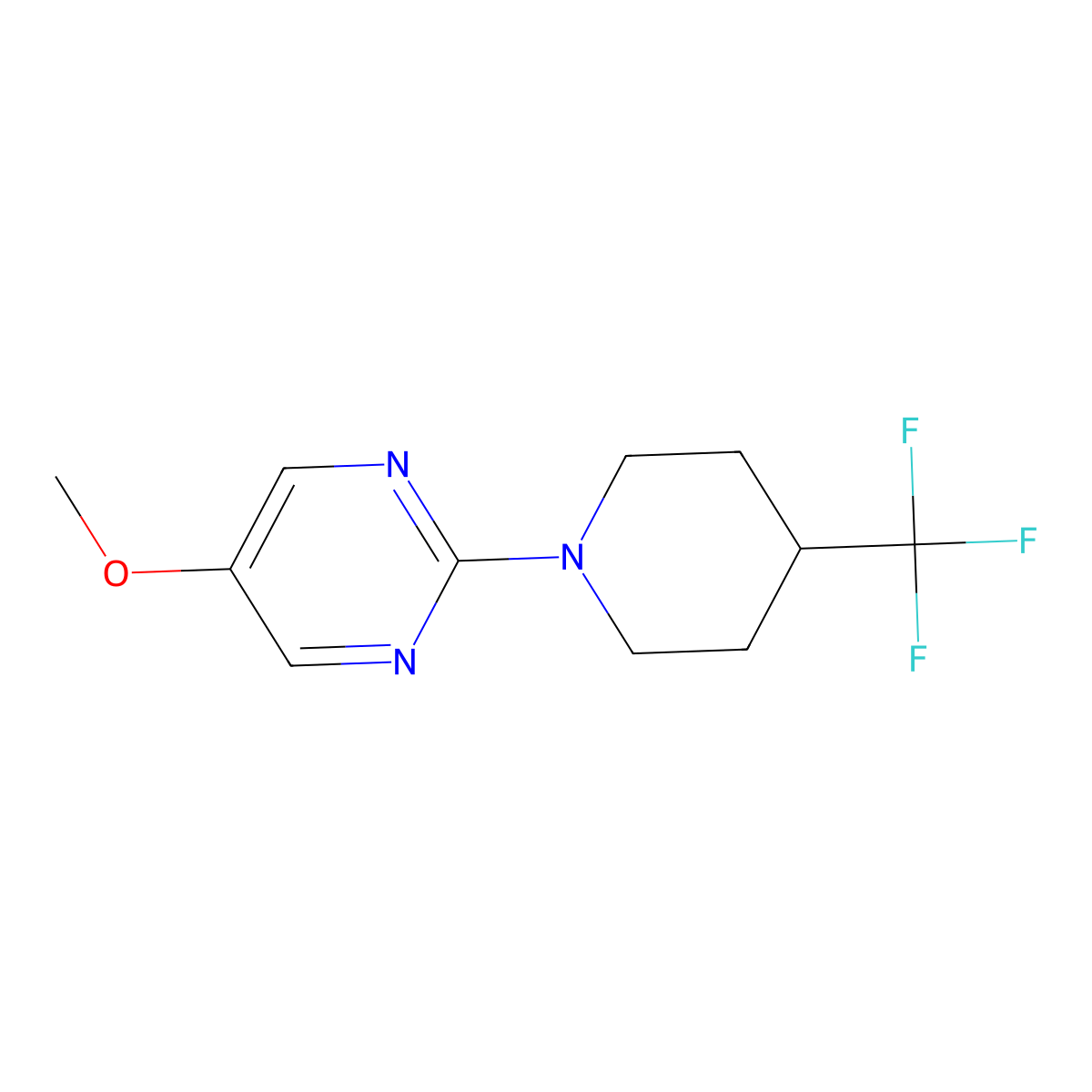 5-Methoxy-2-[4-(trifluoromethyl)piperidin-1-yl]pyrimidine molecular structure, CAS 2742067-34-9