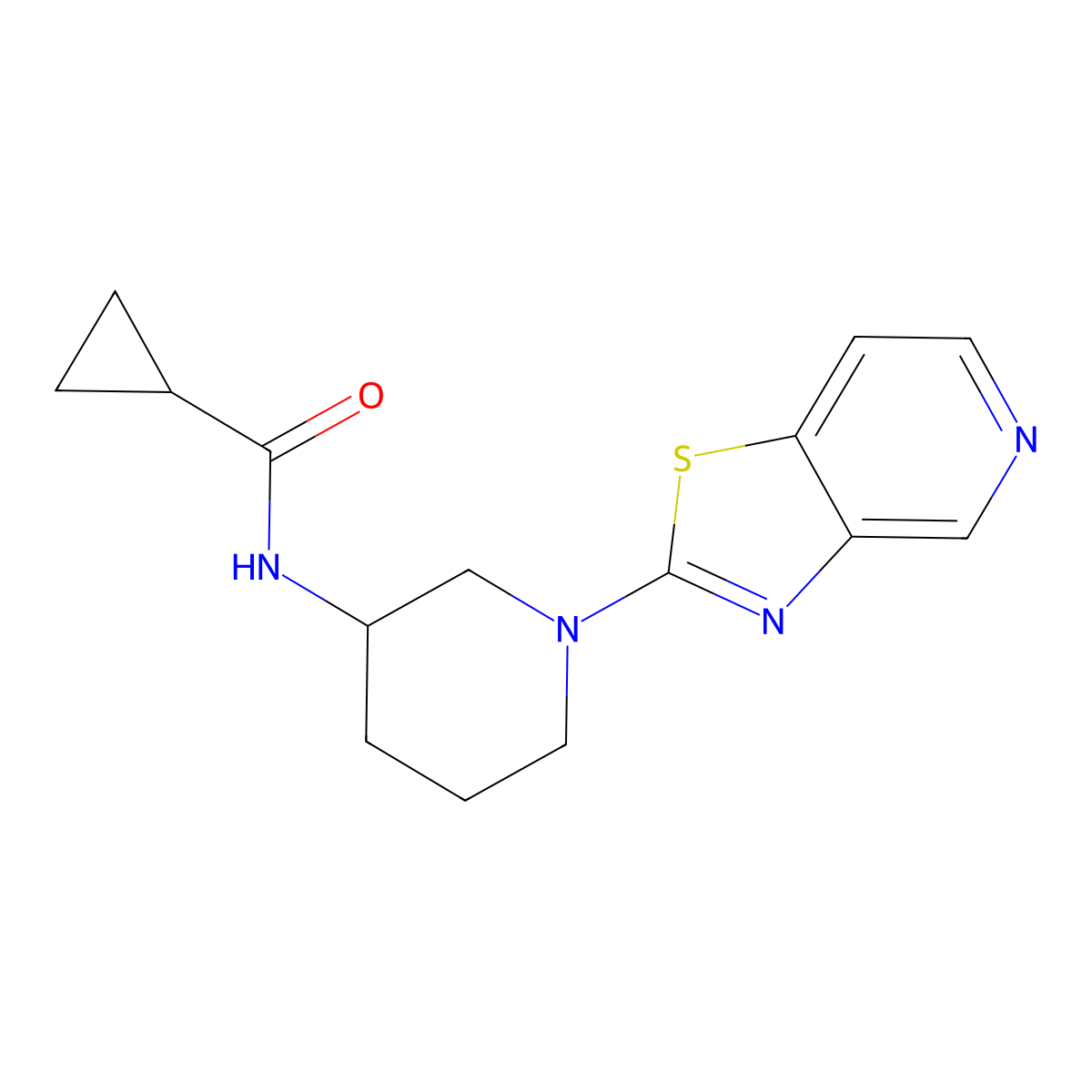 N-(1-{[1,3]thiazolo[4,5-c]pyridin-2-yl}piperidin-3-yl)cyclopropanecarboxamide molecular structure, CAS 2742067-37-2