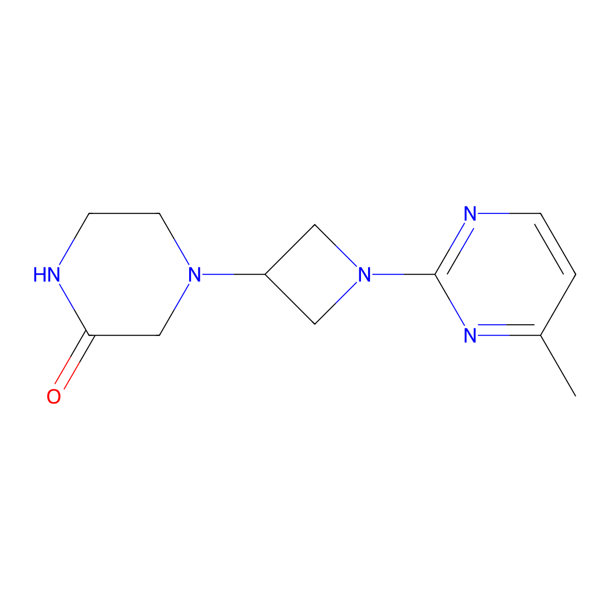 4-[1-(4-Methylpyrimidin-2-yl)azetidin-3-yl]piperazin-2-one molecular structure, CAS 2742067-43-0