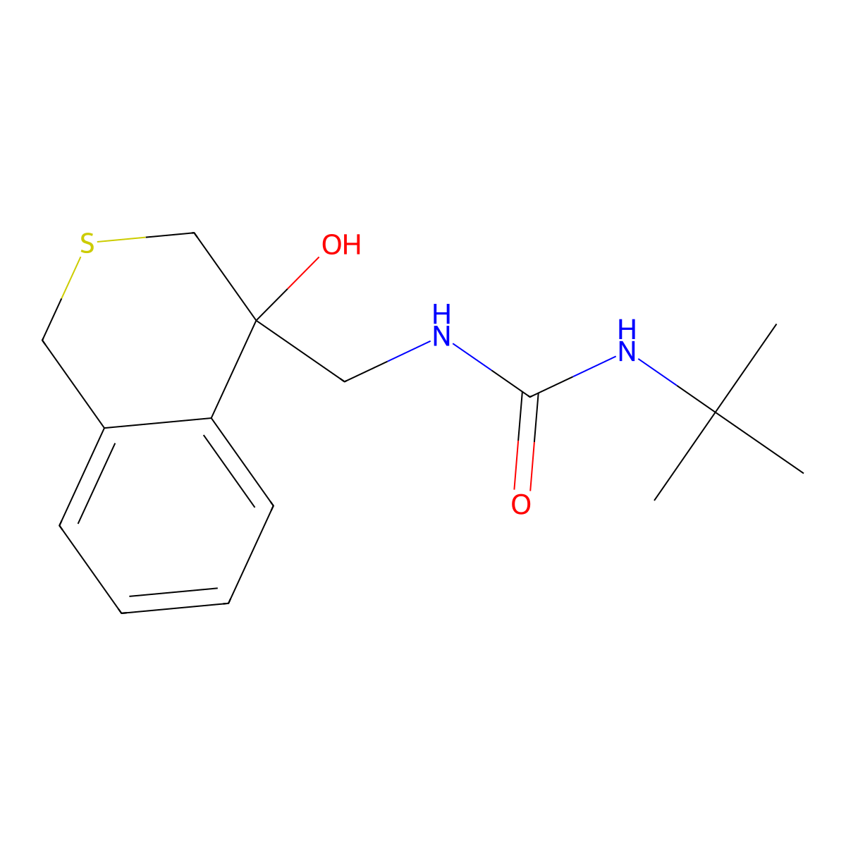 3-tert-butyl-1-[(4-hydroxy-3,4-dihydro-1H-2-benzothiopyran-4-yl)methyl]urea molecular structure, CAS 2742067-48-5