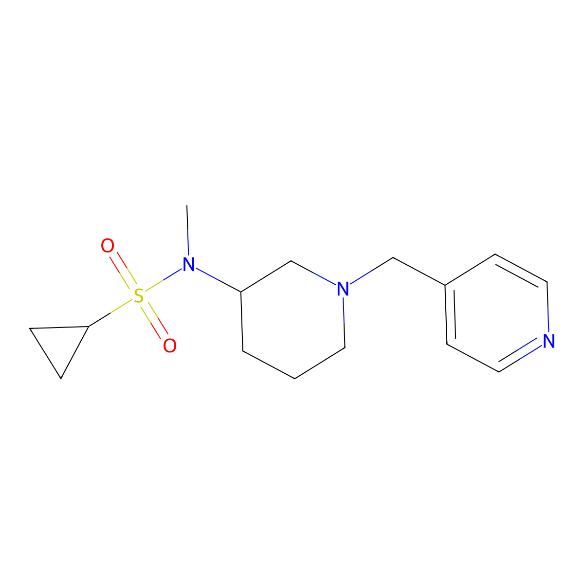 N-methyl-N-{1-[(pyridin-4-yl)methyl]piperidin-3-yl}cyclopropanesulfonamide molecular structure, CAS 2742067-53-2