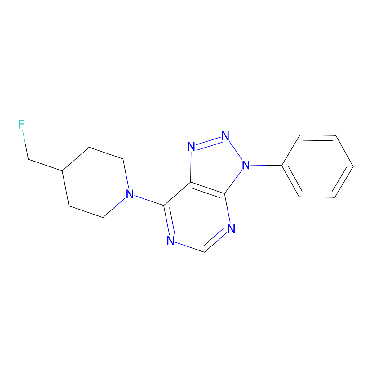 4-(fluoromethyl)-1-{3-phenyl-3H-[1,2,3]triazolo[4,5-d]pyrimidin-7-yl}piperidine molecular structure, CAS 2742067-57-6