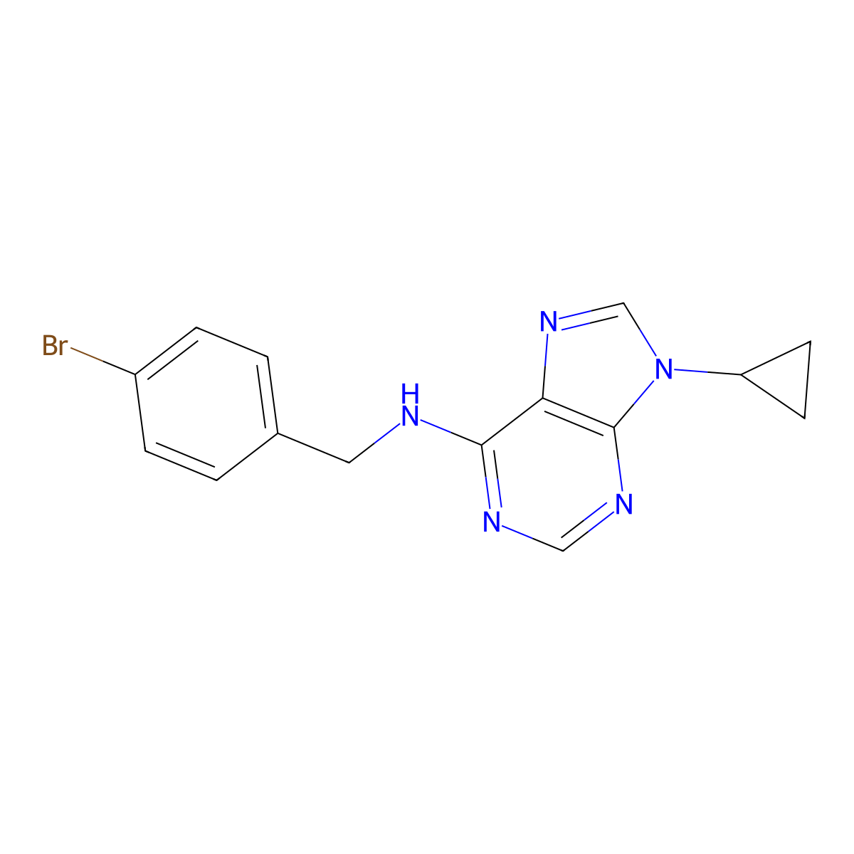 N-[(4-bromophenyl)methyl]-9-cyclopropyl-9H-purin-6-amine molecular structure, CAS 2742067-59-8