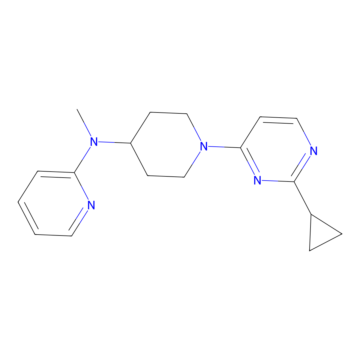 N-[1-(2-cyclopropylpyrimidin-4-yl)piperidin-4-yl]-N-methylpyridin-2-amine molecular structure, CAS 2742067-64-5