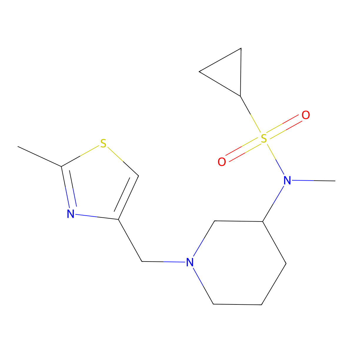 N-methyl-N-{1-[(2-methyl-1,3-thiazol-4-yl)methyl]piperidin-3-yl}cyclopropanesulfonamide molecular structure, CAS 2742067-73-6