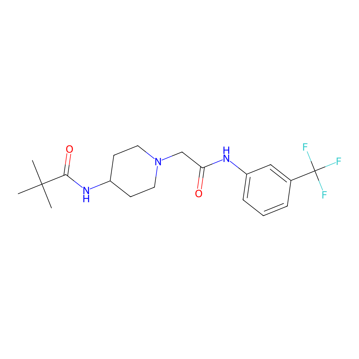 2,2-dimethyl-N-[1-({[3-(trifluoromethyl)phenyl]carbamoyl}methyl)piperidin-4-yl]propanamide molecular structure, CAS 2742067-81-6