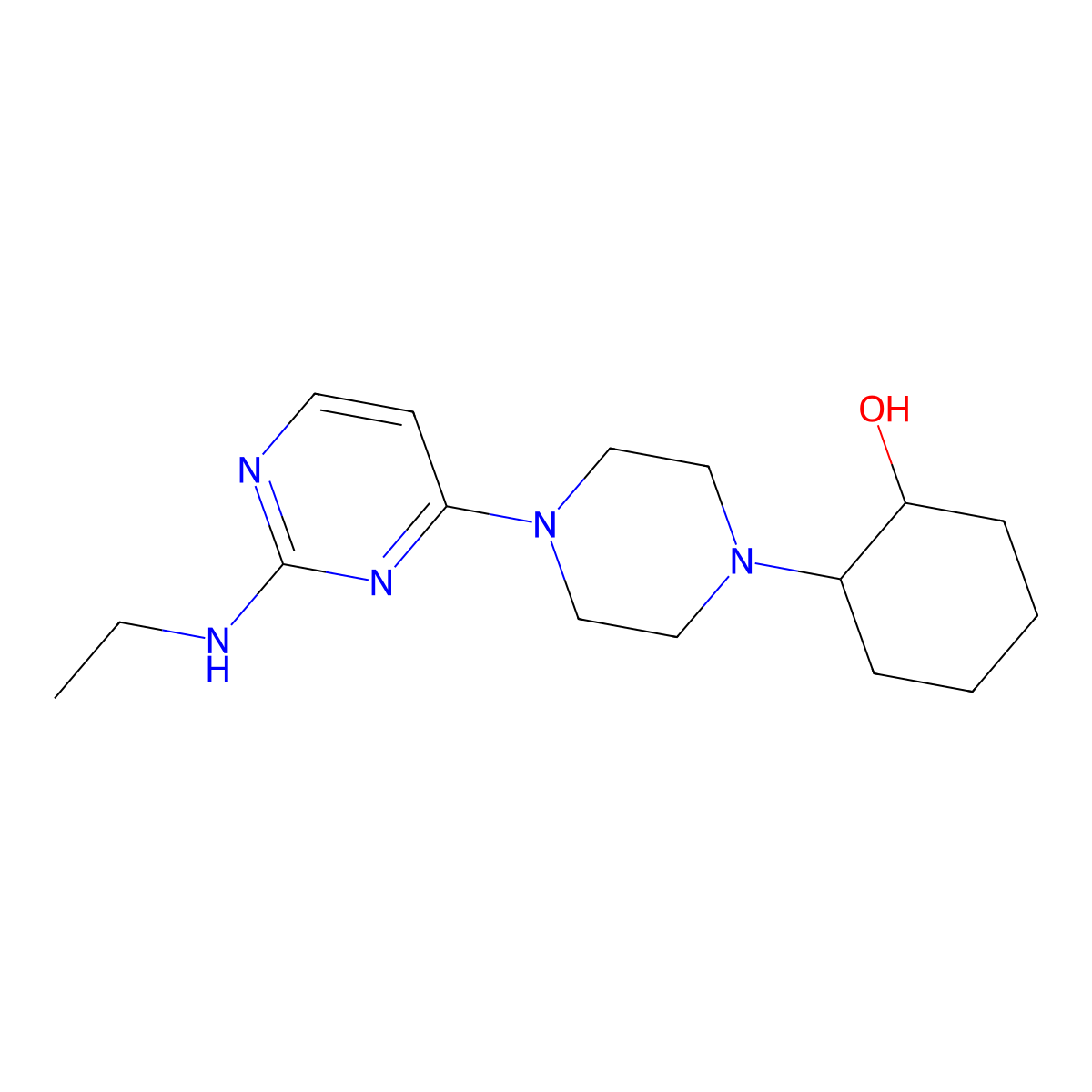 2-{4-[2-(Ethylamino)pyrimidin-4-yl]piperazin-1-yl}cyclohexan-1-ol molecular structure, CAS 2742067-82-7