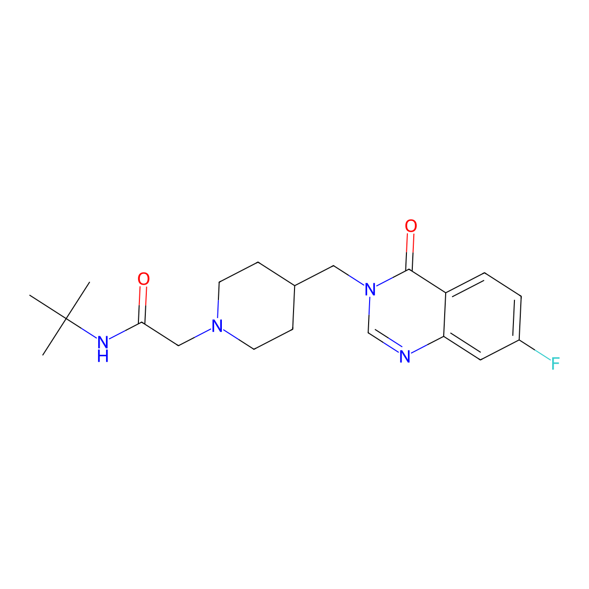 N-tert-butyl-2-{4-[(7-fluoro-4-oxo-3,4-dihydroquinazolin-3-yl)methyl]piperidin-1-yl}acetamide molecular structure, CAS 2742067-85-0
