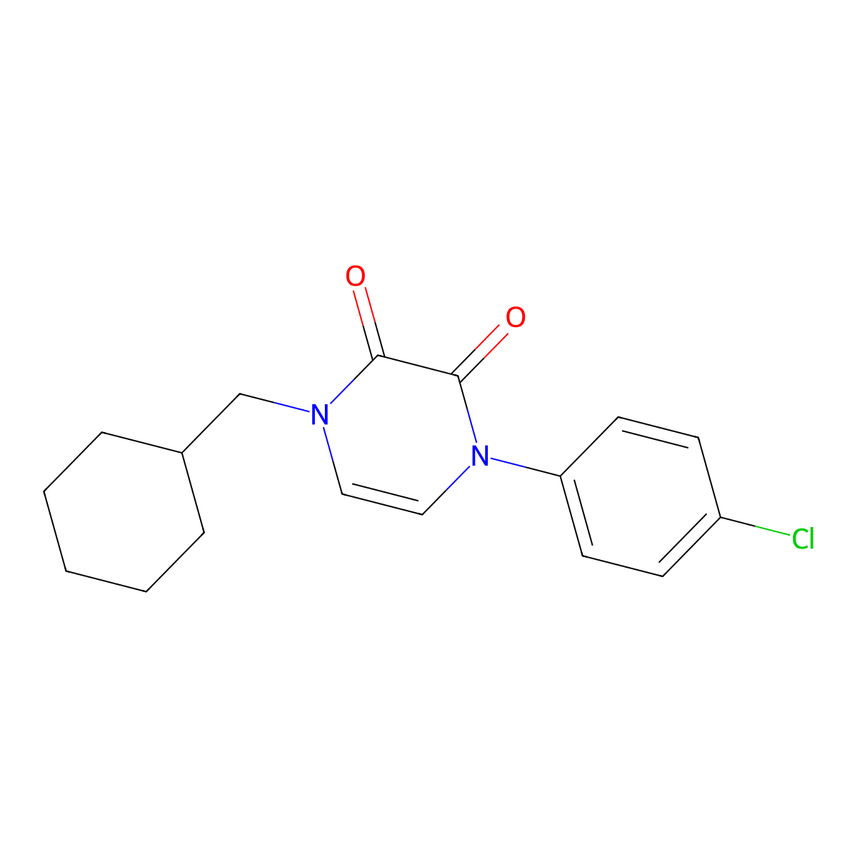 1-(4-Chlorophenyl)-4-(cyclohexylmethyl)-1,2,3,4-tetrahydropyrazine-2,3-dione molecular structure, CAS 2742067-87-2