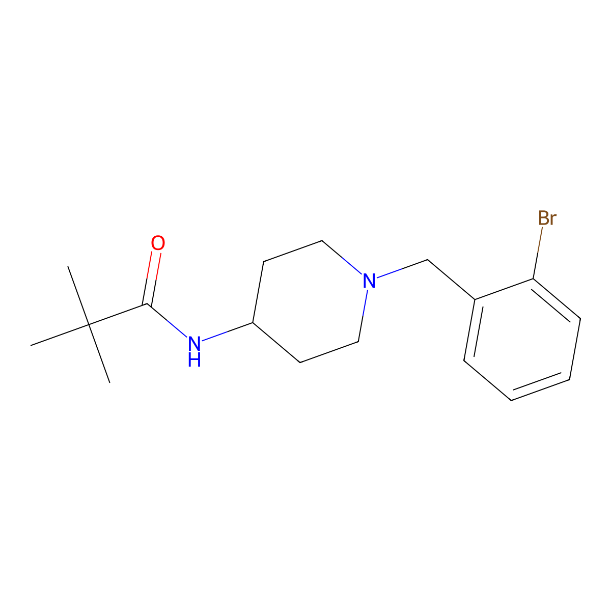 N-{1-[(2-bromophenyl)methyl]piperidin-4-yl}-2,2-dimethylpropanamide molecular structure, CAS 2742067-90-7