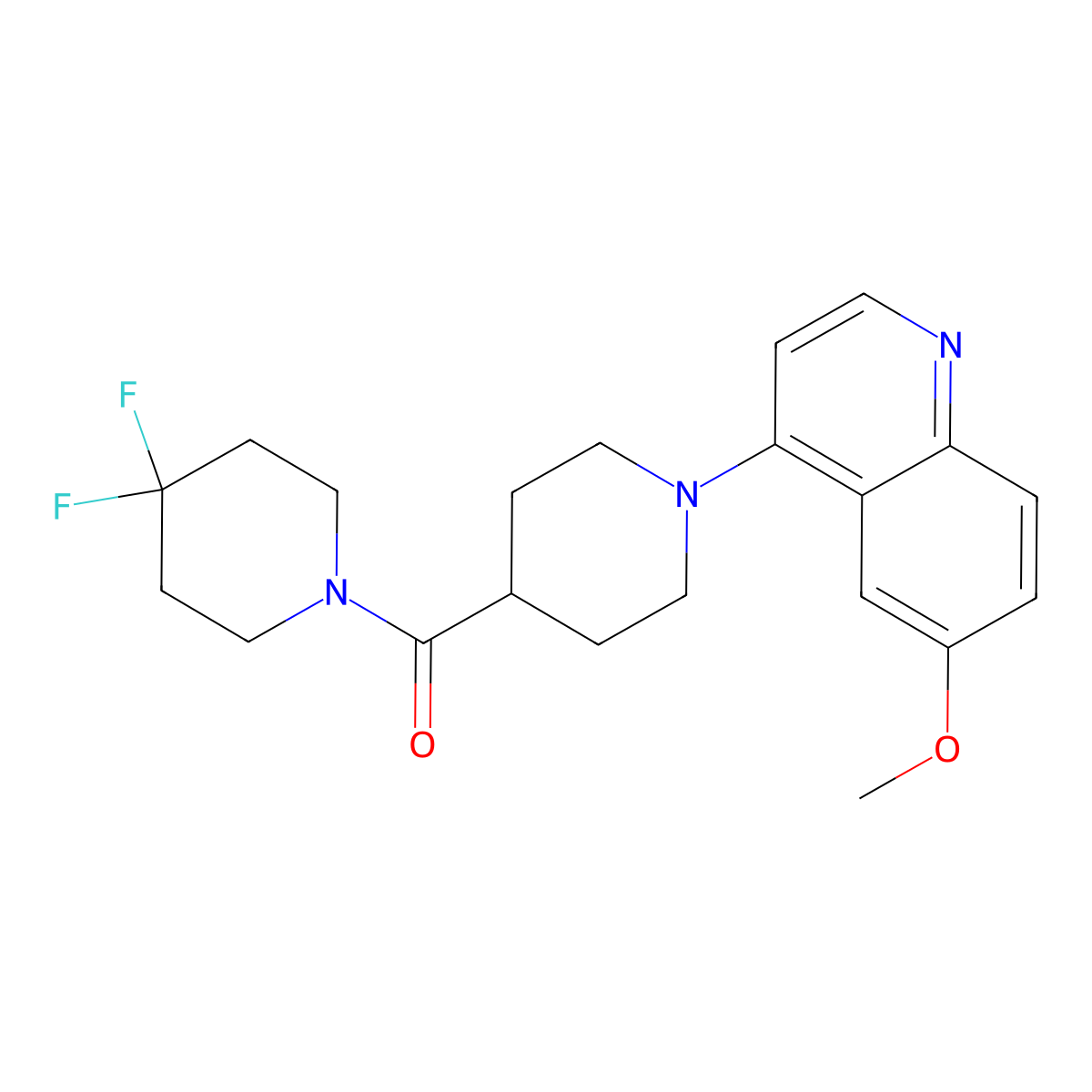 4-[4-(4,4-Difluoropiperidine-1-carbonyl)piperidin-1-yl]-6-methoxyquinoline molecular structure, CAS 2742067-93-0