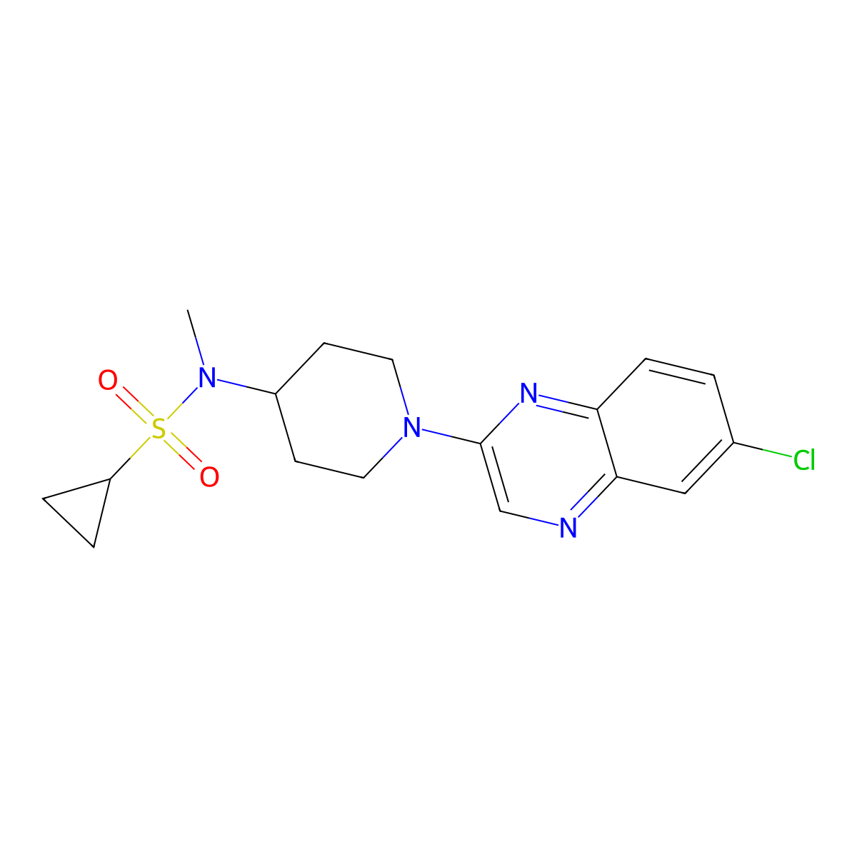 N-[1-(6-chloroquinoxalin-2-yl)piperidin-4-yl]-N-methylcyclopropanesulfonamide molecular structure, CAS 2742067-96-3