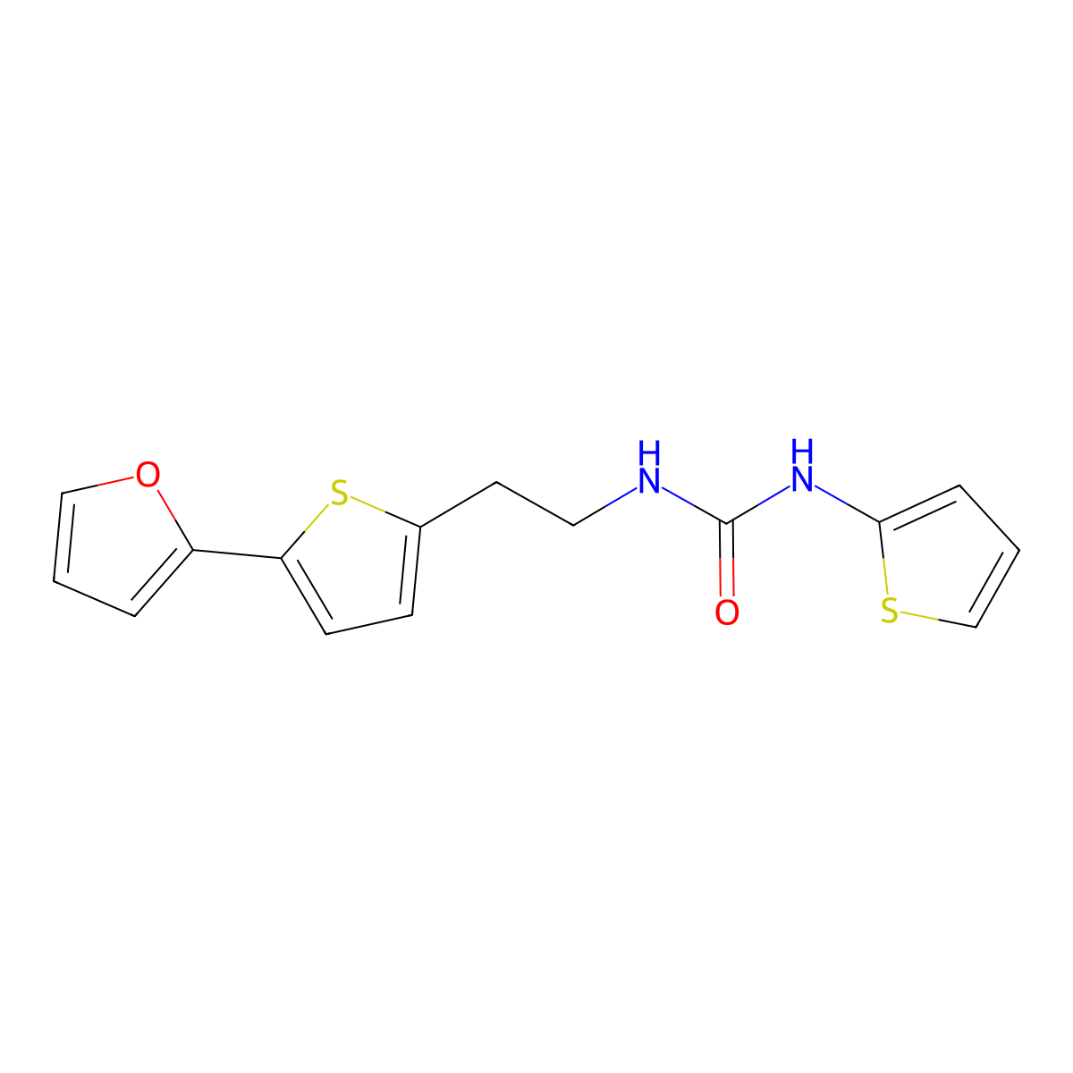 3-{2-[5-(Furan-2-yl)thiophen-2-yl]ethyl}-1-(thiophen-2-yl)urea molecular structure, CAS 2742067-97-4