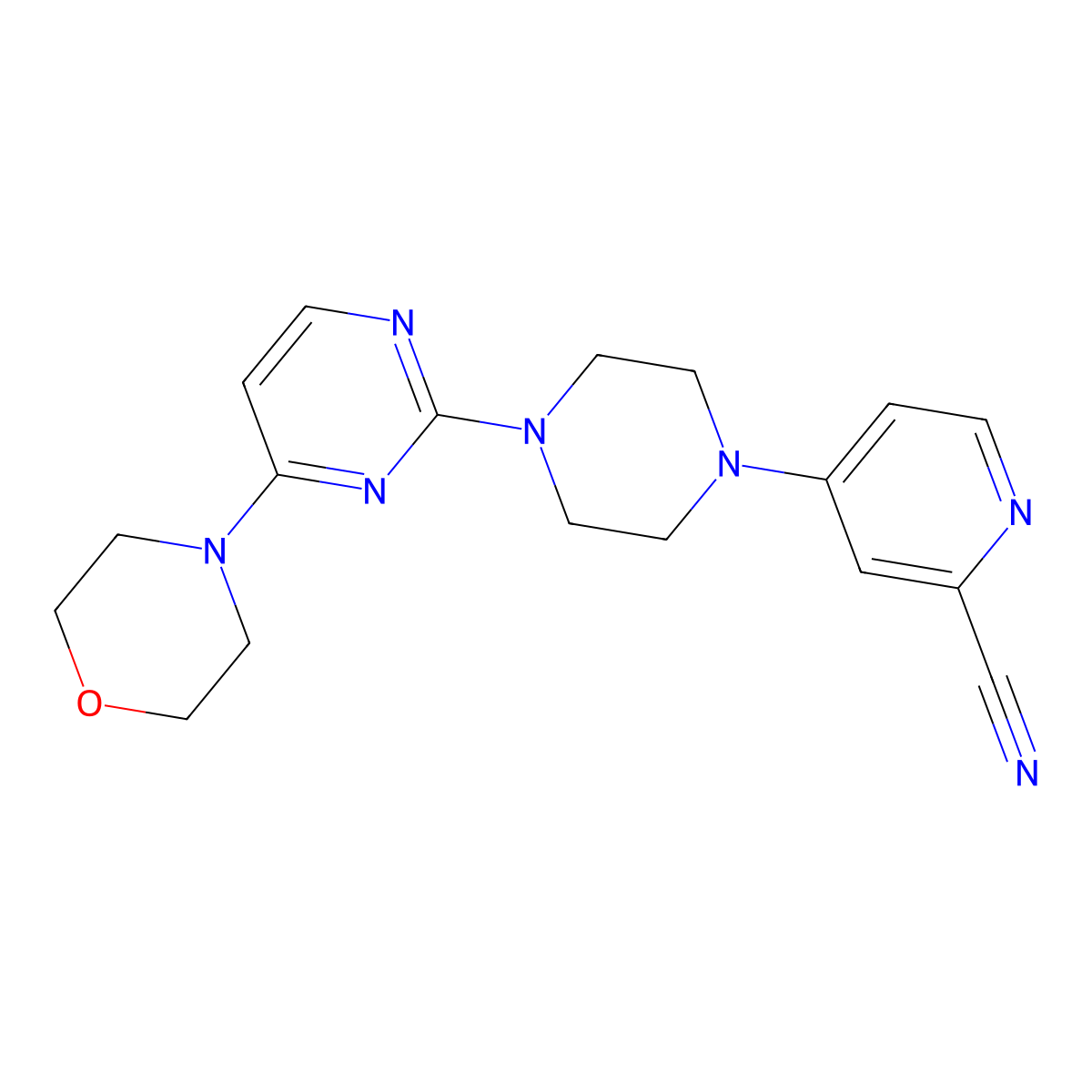 4-{4-[4-(Morpholin-4-yl)pyrimidin-2-yl]piperazin-1-yl}pyridine-2-carbonitrile molecular structure, CAS 2742067-98-5